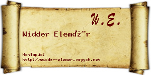 Widder Elemér névjegykártya